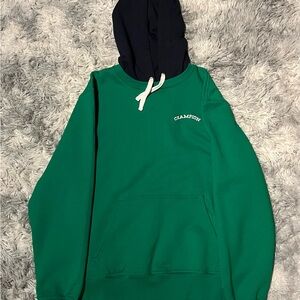 Champion Green and Navy Men's Hoodie